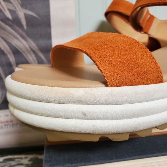 SOREL Cameron Flatform Suede Sports Sandals-Desert Sun & Chalk- Women’s Size 8.5 - Picture 5 of 12